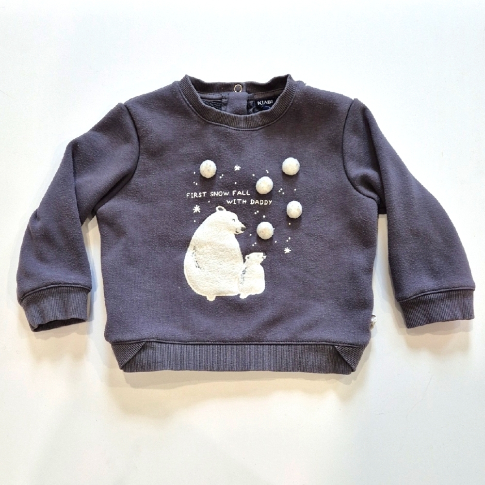 Kiabi 18m Gray Sweatshirt with Polar Bear Design